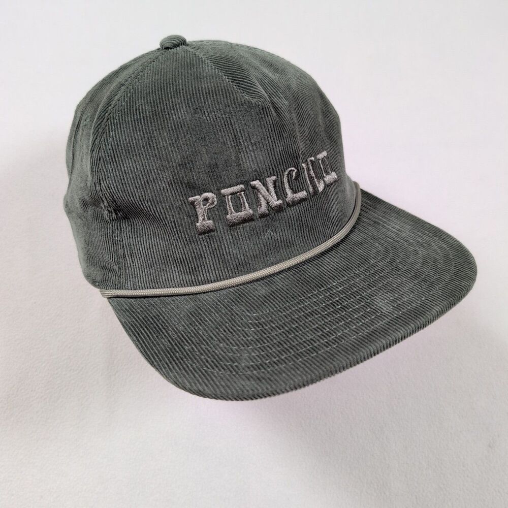 Poncho Outdoors Rope Micro Corduroy Logo Strapback 5 Panel Cap Hat Trucker EUC
